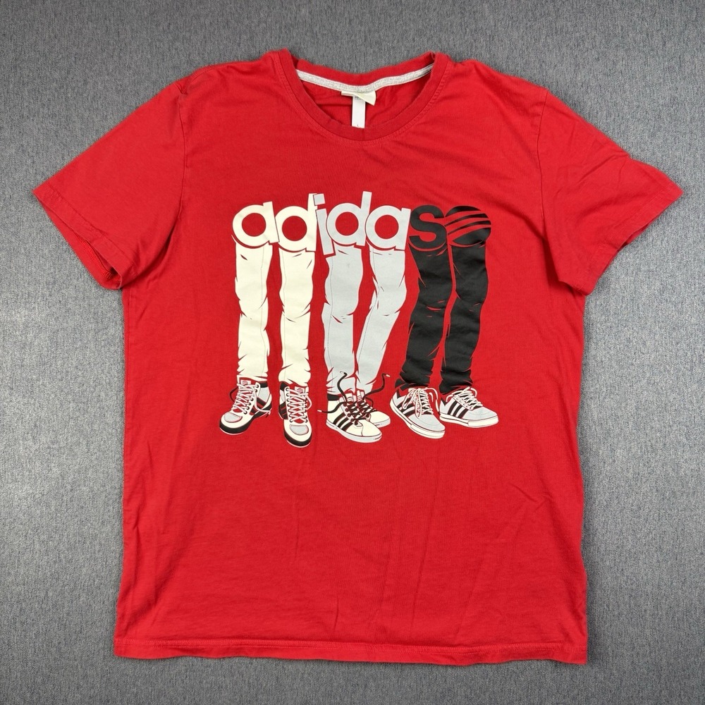Adidas Neo Graphic T Shirt Mens Large Red Sneakers Print Short Sleeve Cotton